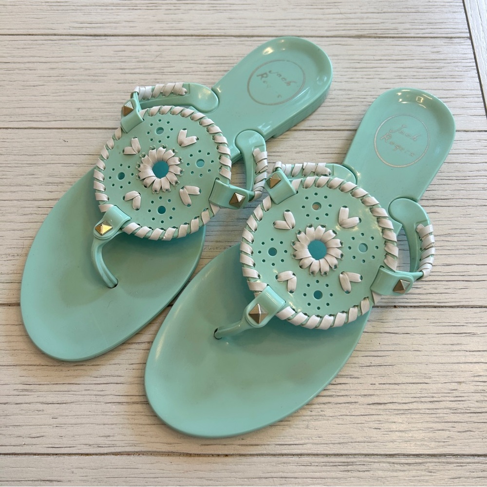 Jack Rogers Georgica Jelly Mint Green Flip Flops Sandals Size 8